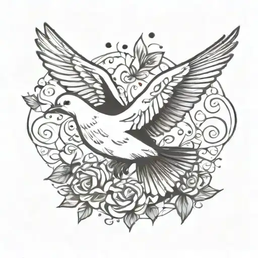Dove Bird And Hearts