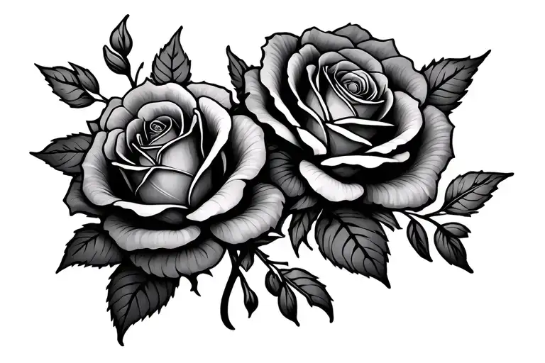 Waist Black Line With Roses Blooming