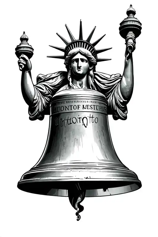 Liberty Bell And Statue Of Liberty