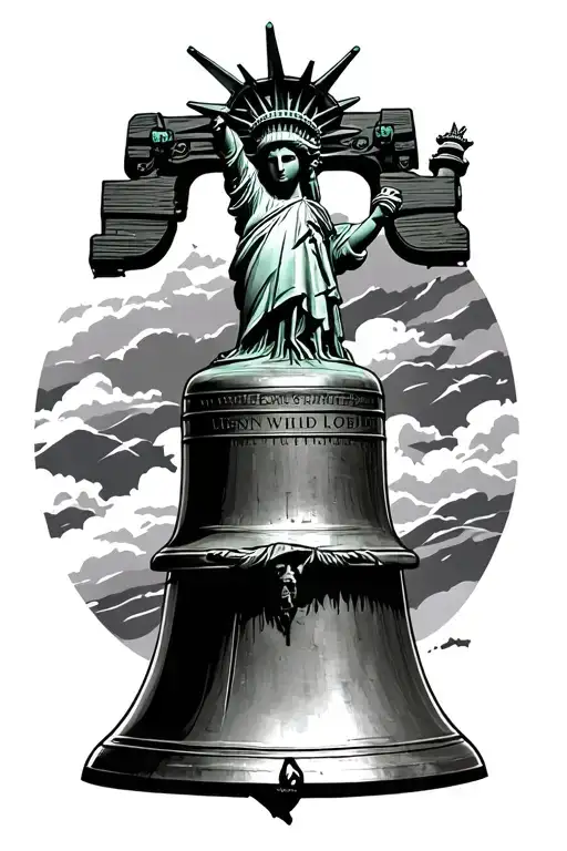 Liberty Bell And Statue Of Liberty