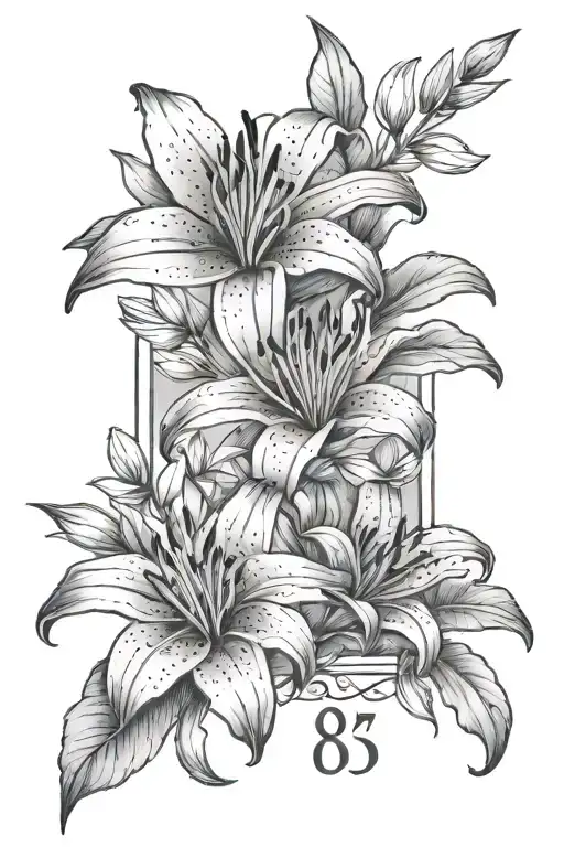 Lilly Flowers With The Date 08-05-53 In Roman Numerals