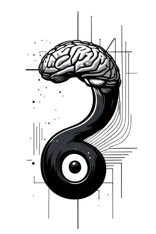 A Semicolon With A Brain Above It And Geometric Lines