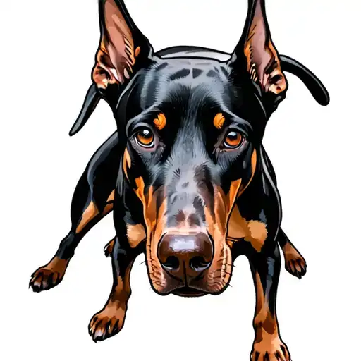 Doberman Standing With Ears