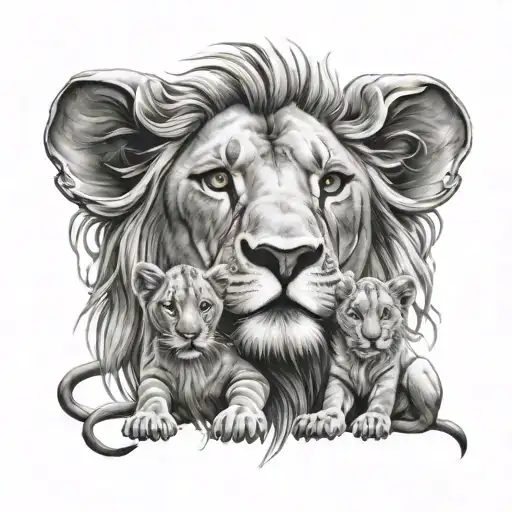 Lion And Cubs