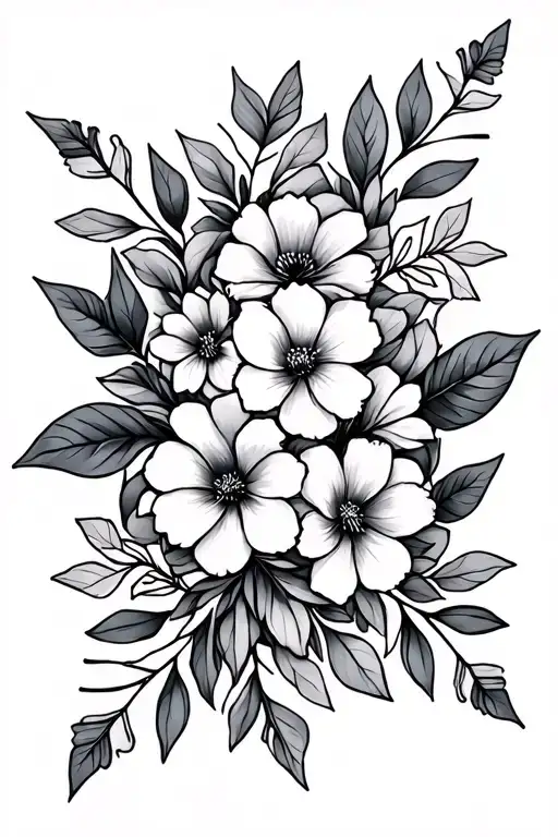 Florals With Leaves Intertwined