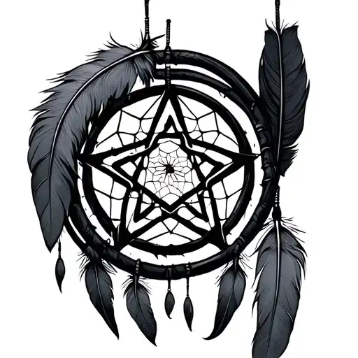 Pentagram Dreamcatcher Five Feathers Falling