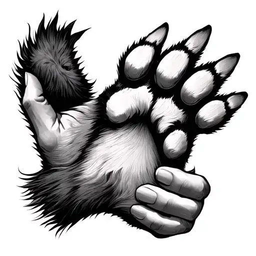 Paw And Human Hand