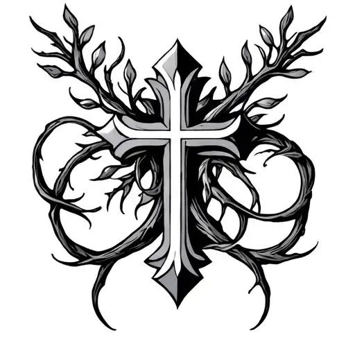 Cross With Branch Intertwined