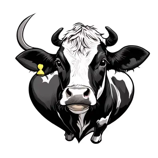 Silhouette Of An Animated Cow Locked In A Heart