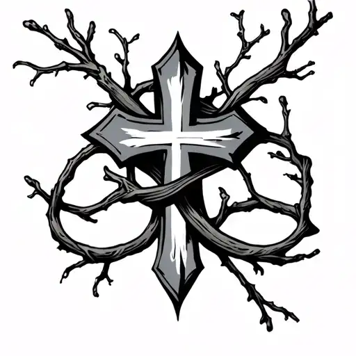 Simple Cross With Branch Intertwined