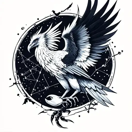 Phoenix And Scorpio Constellation Surrounded