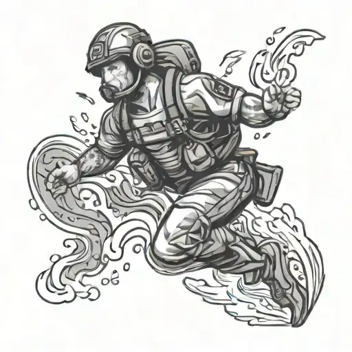 Rescue Swimmer Jumping