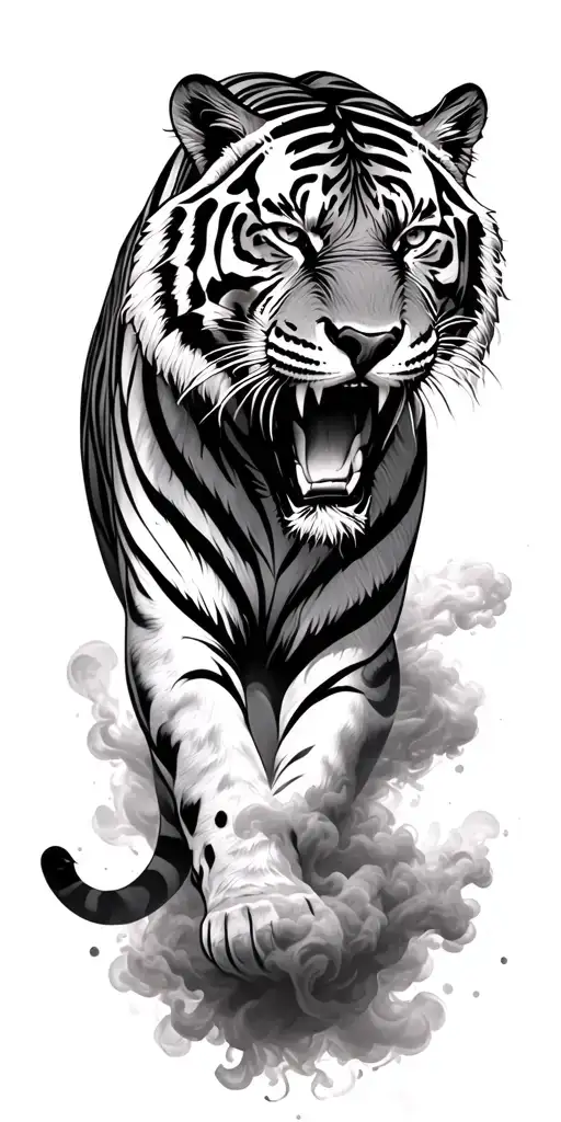 Tiger Emerging From Smoke