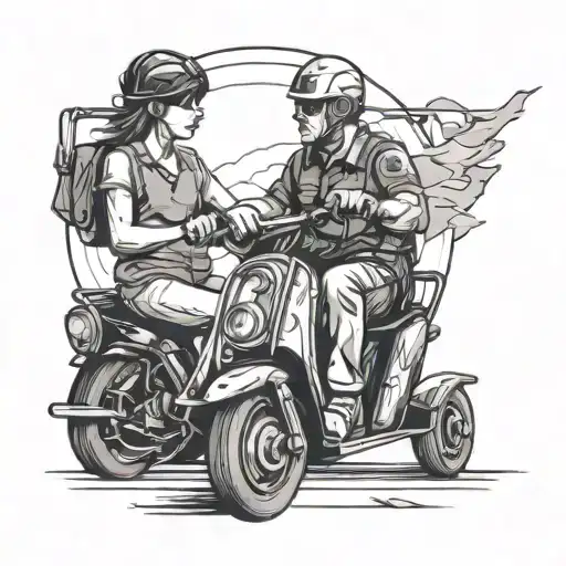 Two People Driving Tattoo Design