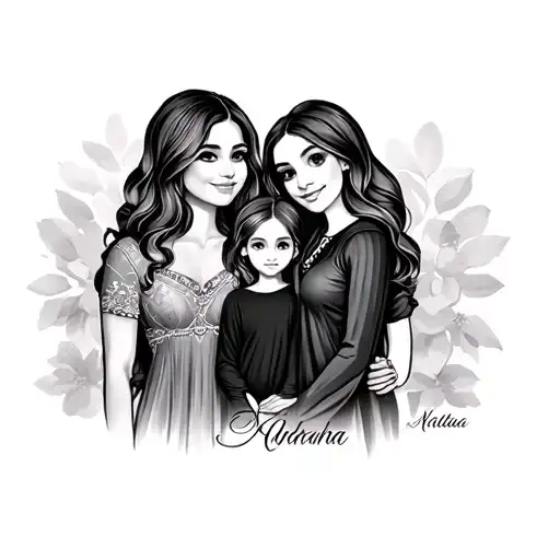 Familly With Name Writen Wife Adriana And Doughters Rebeca And Natalia