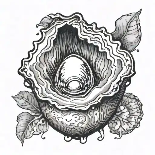 Pearl In An Oyster Tattoo Design