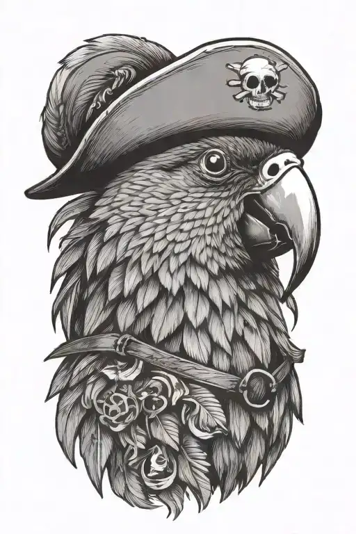 Parrot With Pirate Hat And Eye Patch