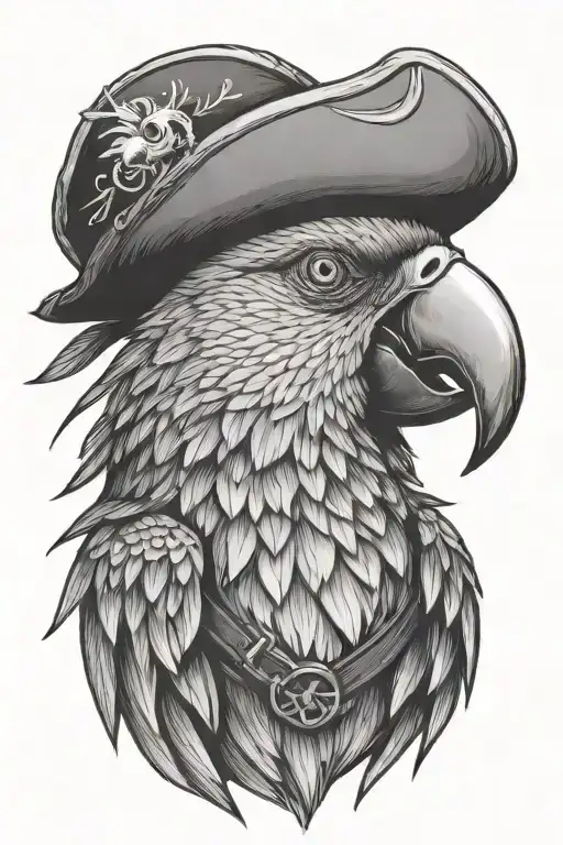 Parrot With Pirate Hat And Eye Patch