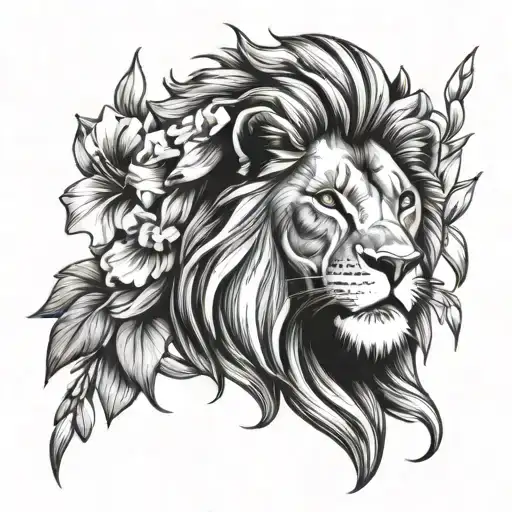 Lion Head With Gladiolus Flowers