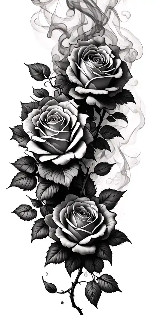 Roses Spread On Vine With Smoke In Background