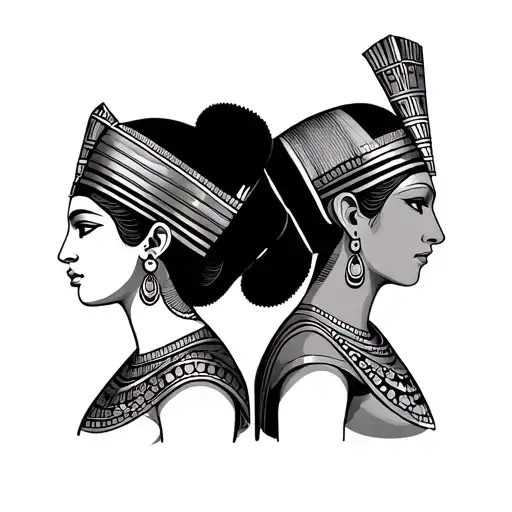 Queen Isis And Queen Nefertiti Side View