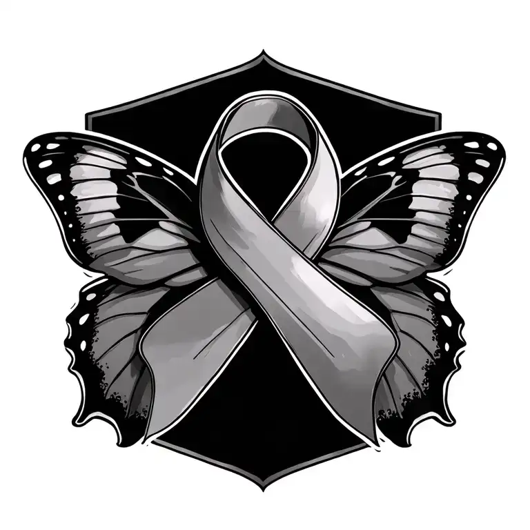 Cancer Ribbon With Butter Fly