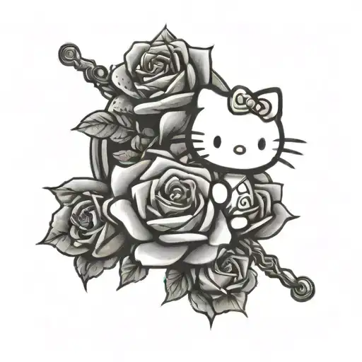 Cross Rose Hello Kitty Rick And Morty