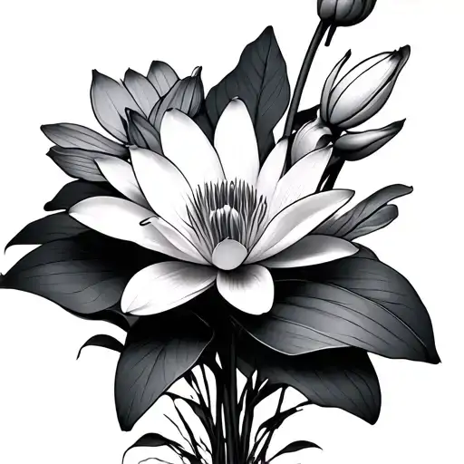 Water Lily And Ghost Orchid Flower Bouquet