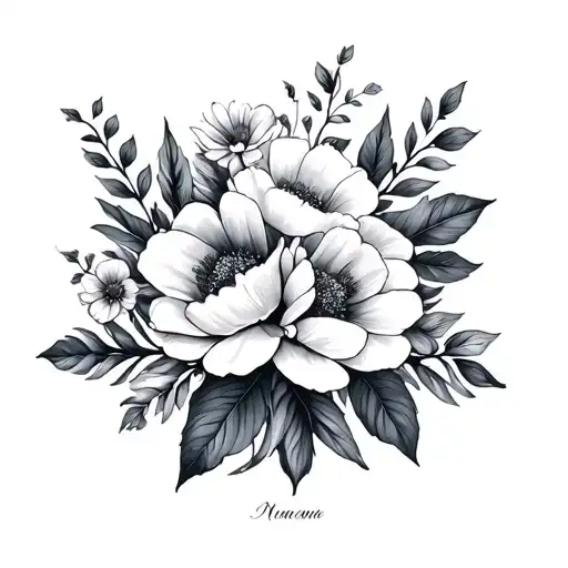 A Beautiful Floral Arrangement With Each Child's Name Hidden Among The Petals And Leaves