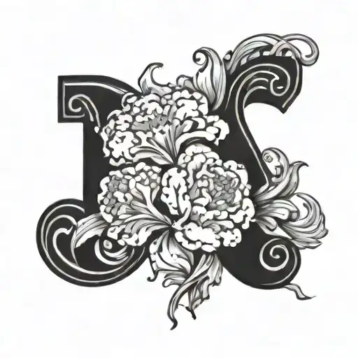 The Letter S With Carnations And Snowdrop Flowers
