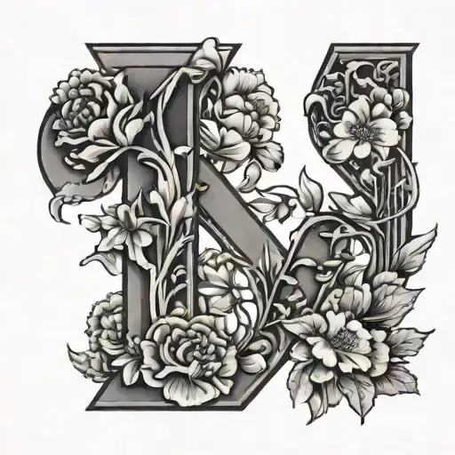 The Letter S Linework With Carnations And Snowdrop Flowers