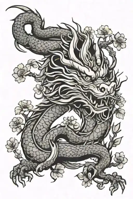 Chinese Dragon With Plum Blossom
