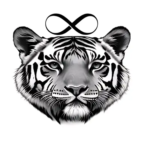 Infinity Sign And 2 Tiger Cubs Face Only