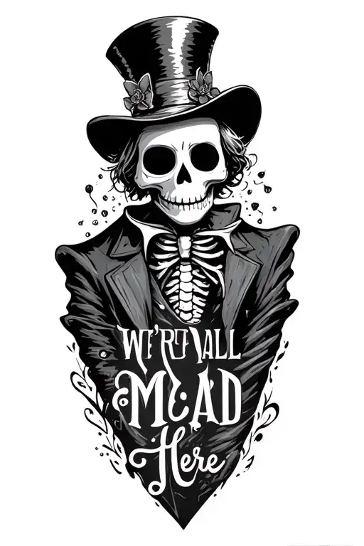 Mad Hatter Jack Skeleton We're All Mad Here Quote Alice