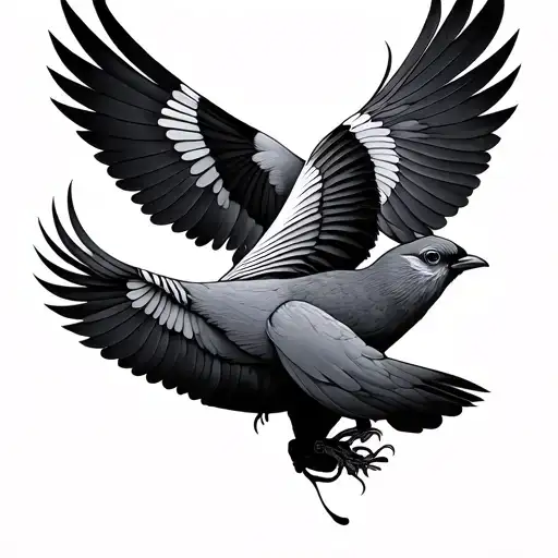 Design Of Two Palomas In Black And Black Minimalist Separated