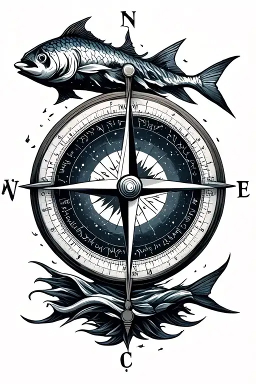 Mountain Ocean Constilation Compass Pisces