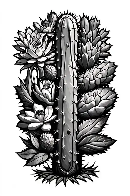 Tooled Leather And Cactus Growing
