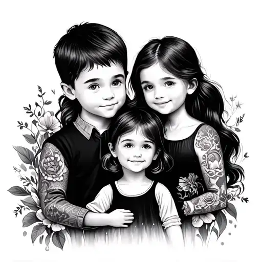 A Family With 1 Little Girl And A Boy