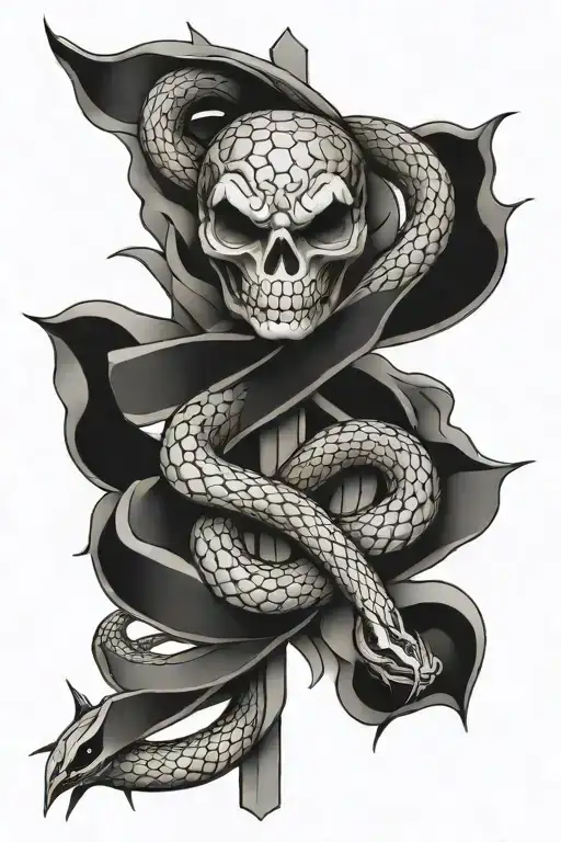 Cross With A Snake Wrapped Around It