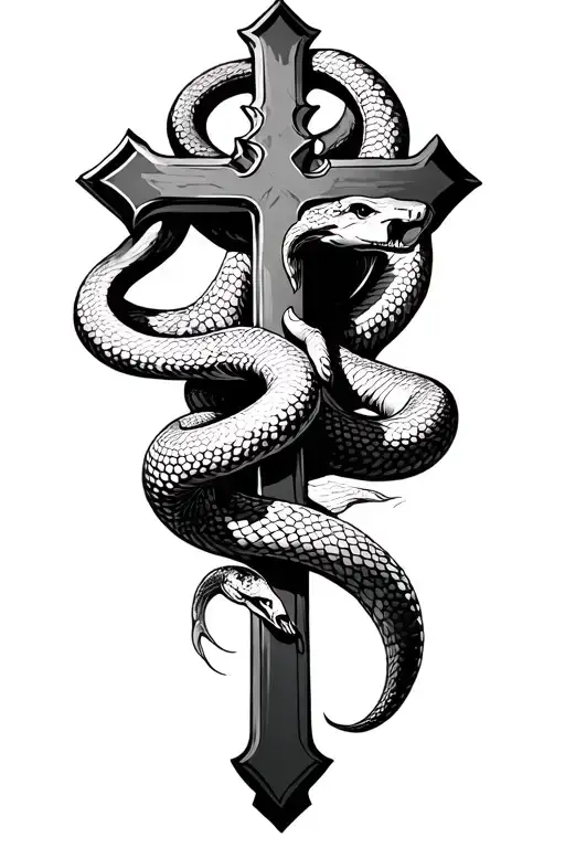 Snake Eat Human Holding A Cross