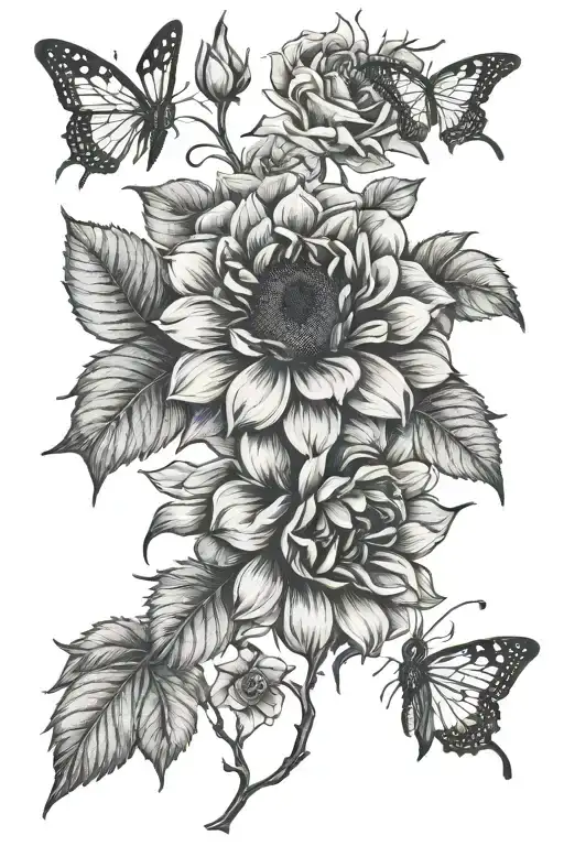 Roses Butterfly Sunflower Growing