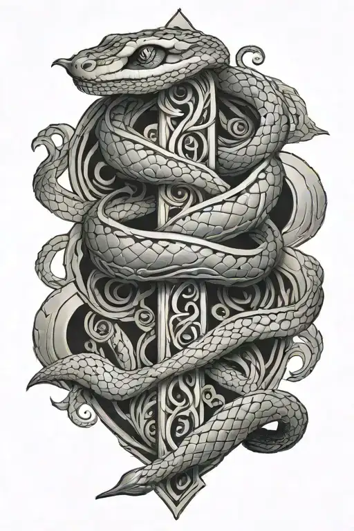 Cross Wrapped With A Snake