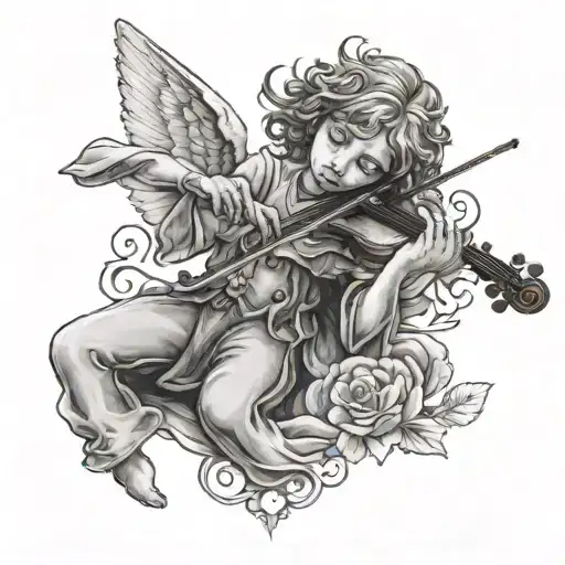 Sad Angel Playing Violin