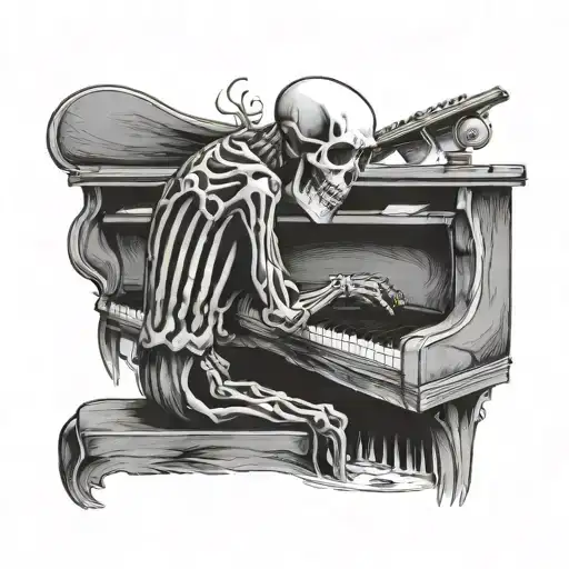Sad Skeleton Playing Piano And Crying
