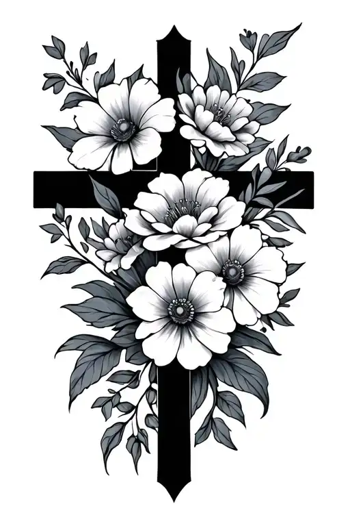 Flowers And Cross