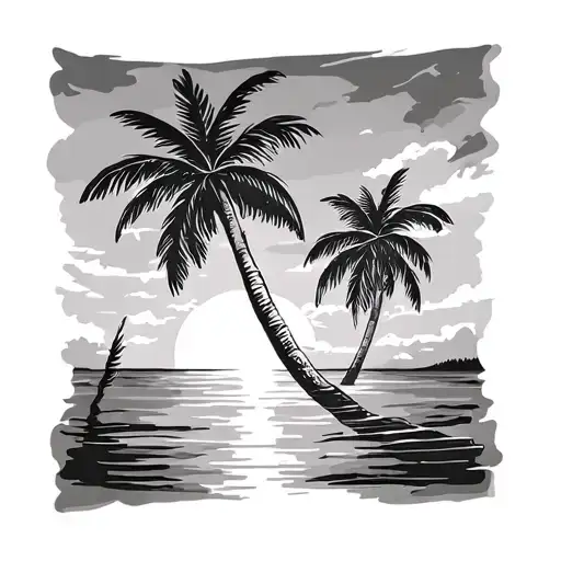 Florida Based With Palm Trees Colors Sunset