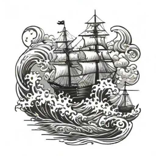 Ships And Sea Waves