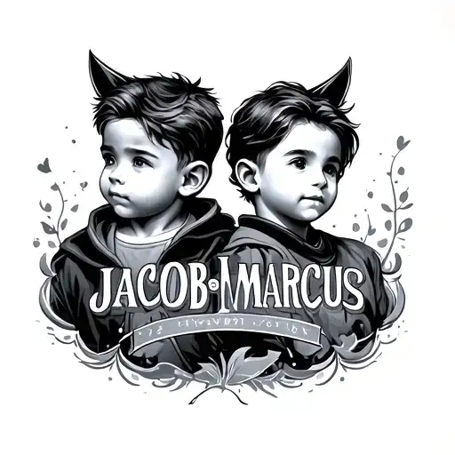 The Names Jacob And Marcus In Black And Grey For My Sons
