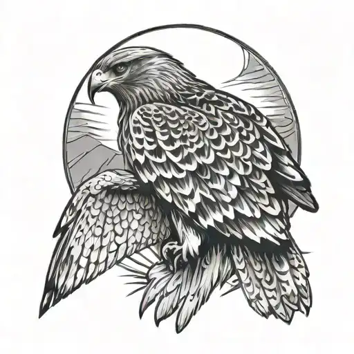 Red Tailed Hawk In Front Of Sun