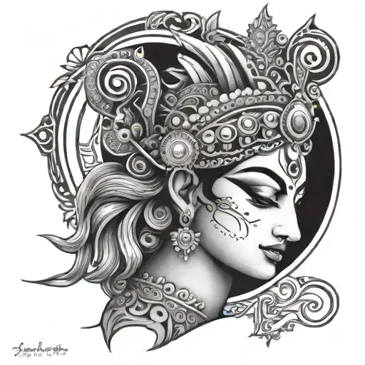 Lord Krishna But Abstract Norse Art